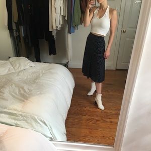 Midi navy polka dot skirt